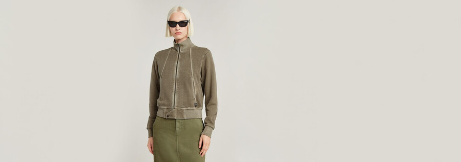 overdyed slim track sweater jacket