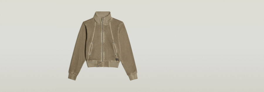 overdyed slim track sweater jacket