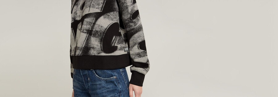 sprayed letters loose hooded sweater