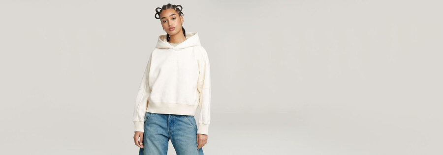 embossed oversized hooded sweater