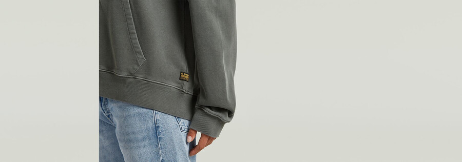 washed hoodie zip relaxed sweater