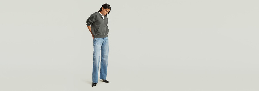 washed hoodie zip relaxed sweater
