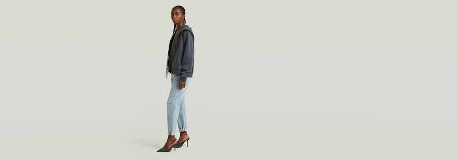 washed hoodie zip relaxed sweater